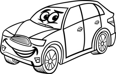 Wall Mural - suv car cartoon coloring page