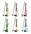 A Set of Colorful Violins on White Background
