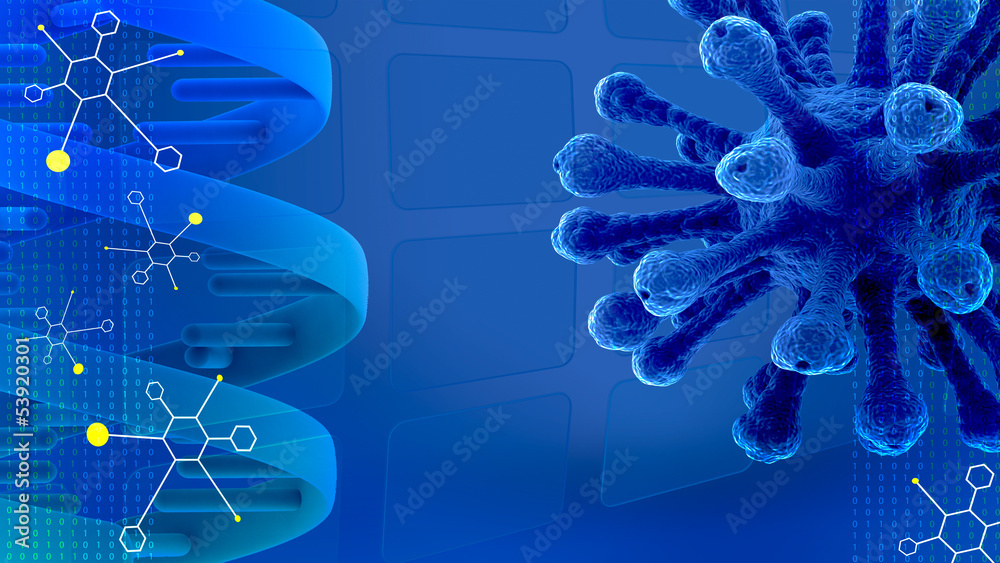 blue scientific presentation background with molecules, DNA and Stock ...