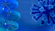 blue scientific presentation background with molecules, DNA  and