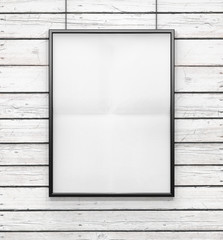 Wall Mural - blank frame on a wood wall