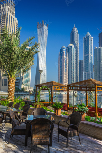Obraz w ramie High rise buildings and streets in Dubai, UAE