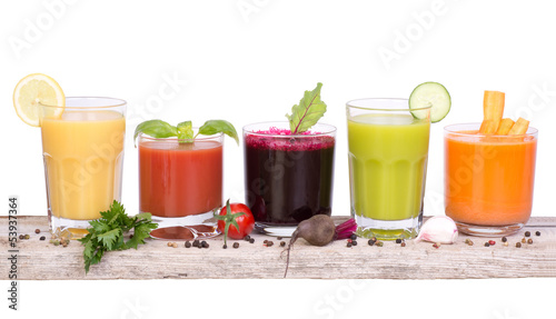 Fototapeta na wymiar Vegetable juice variety