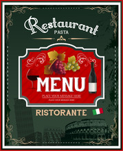 Vintage Italian Restaurant Menu And Poster Design Eps 10