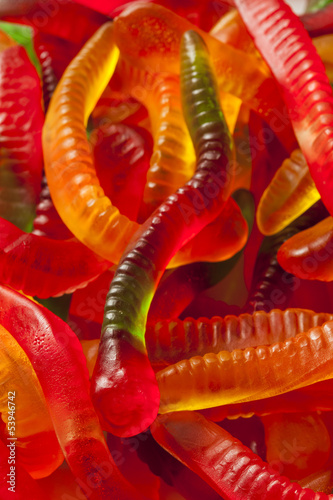 Naklejka dekoracyjna Colorful Fruity Gummy Worm Candy