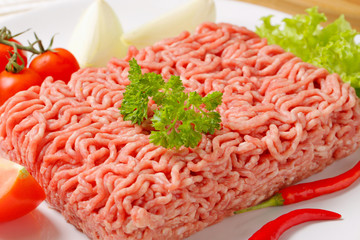 Poster - Raw ground pork and vegetables