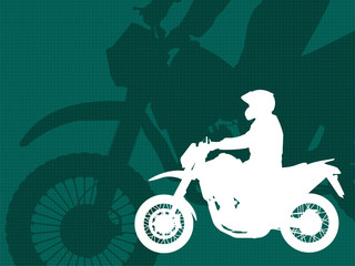 Fotobehang - motorcyclist silhouette on the abstract background - vector