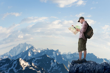 Wall Mural - man hiking