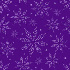 Simple Flower Silhouettes on Purple Seamless Background