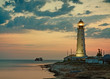 Old lighthouse on sea coast, Tarkhankut, Crimea, Ukraine