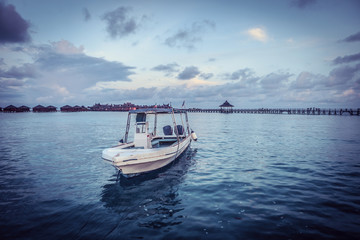 yatch with blue sky and cloud