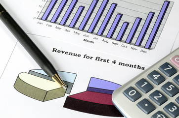 Concept of financial analysis, stock market charts