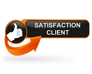 Poster - satisfaction client sur bouton web design orange