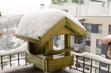 Wooden Small House Birdie Abundant Snow Roof