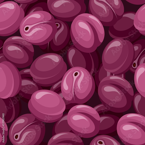 Naklejka dekoracyjna Seamless background with plums. Vector illustration.