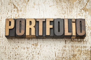 Wall Mural - portfolio word in wood type