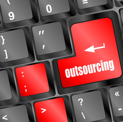 Poster - outsourcing button on computer keyboard key