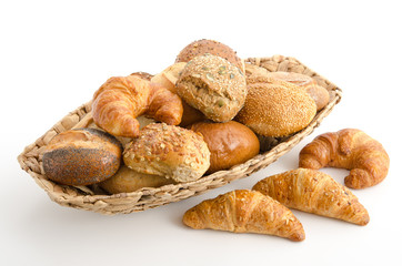 Poster - Brötchenkorb mit Brötchen und Croissants