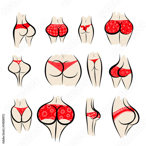 Fotografie, Obraz Collection of sexy female buttocks in panties