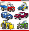 funny cartoon vehicles and cars set 