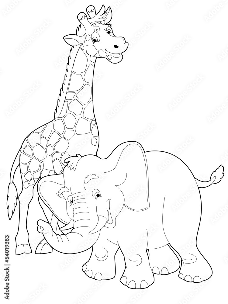 Cartoon safari - coloring page - illustration for the children Stock ...