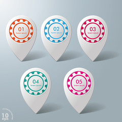 Wall Mural - Five Colorful Infographic Markers Gears