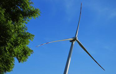 Wind turbines farm. Windmill