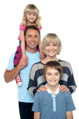 Portrait of happy family of four people