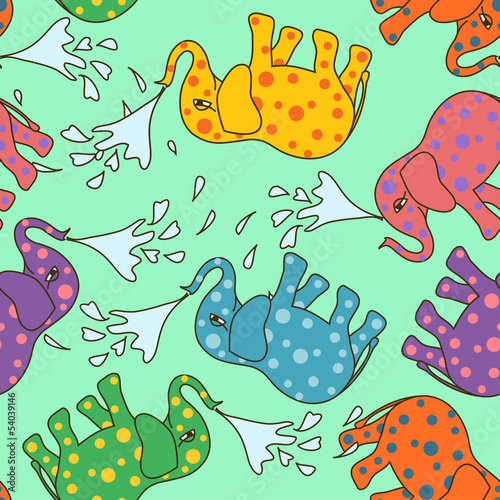 Naklejka dekoracyjna Seamless pattern of baby elephants