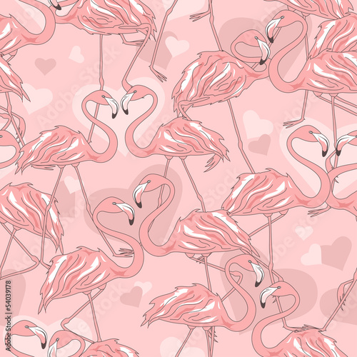 Fototapeta na wymiar Seamless pattern of flamingos