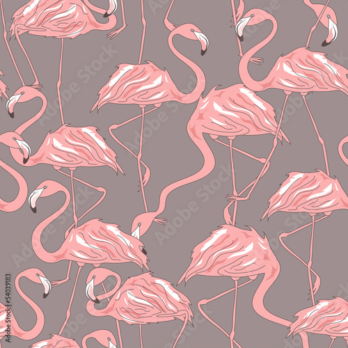 Plakat na zamówienie Seamless pattern of flamingos