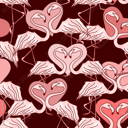 Fototapeta na wymiar Seamless pattern of flamingos
