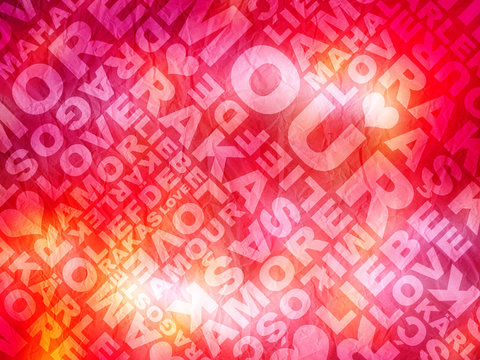 Love Valentine's day typographic texture in several languages