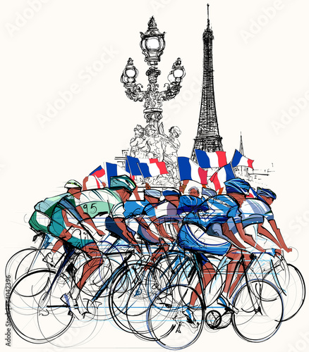 Nowoczesny obraz na płótnie Paris - cyclists in competition