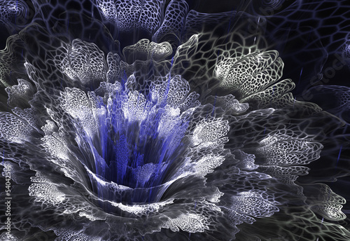 Obraz w ramie Blue futuristic flower
