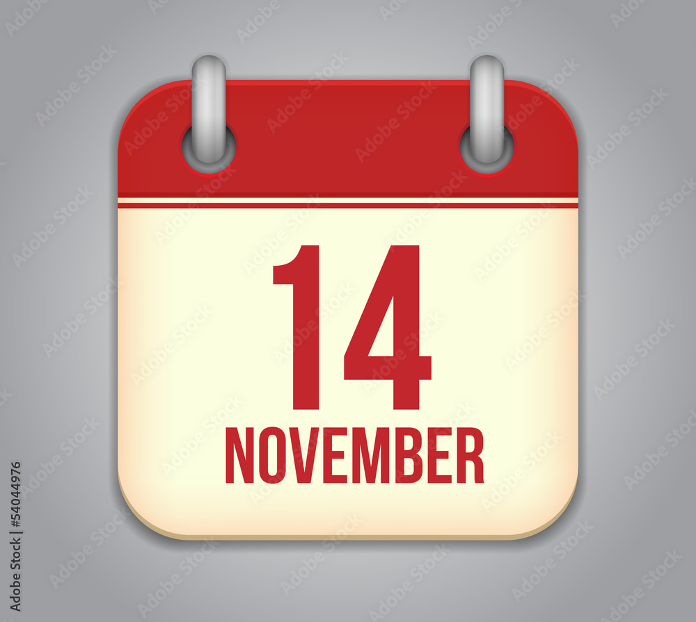 Vector November 14 calendar app icon Stock Vector | Adobe Stock