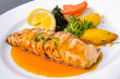 Salmon with Orange Sauce and Vegetables