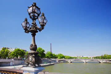 Wall Mural - Eiffel Tower and bridge on Seine river in Paris, Fance.