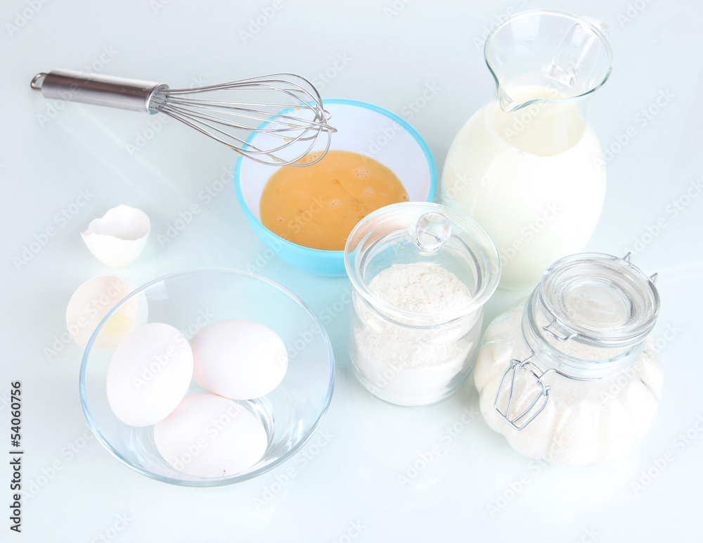 Ingredients for dough isolated on white