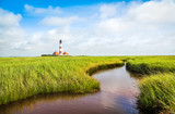 Fototapeta Natura - Beautiful landscape with lighthouse at Nordsee, Germany