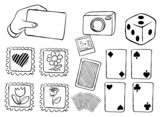 Sticker - Different cards in doodle design