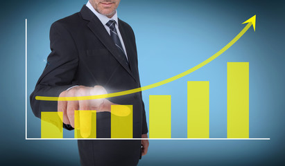 Poster - Businessman selecting a growing chart