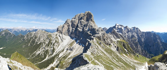 Poster - beautiful scenic view of the dolomites mountain, monte duranno,