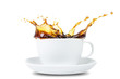 Kaffee Splash vor weiß