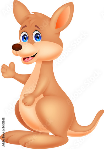 Naklejka na drzwi Cute kangaroo cartoon waving hand