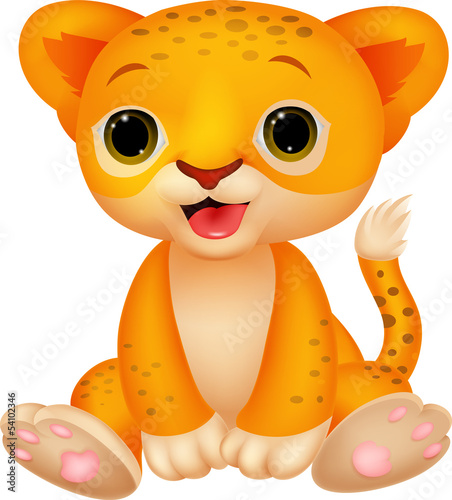 Obraz w ramie Cute baby lion cartoon