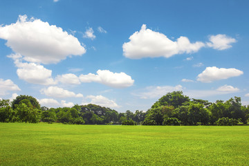 green park outdoor with blue sky cloud