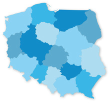 Blue Vector Map Of Poland With Voivodeships