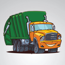 Cartoon Trash Truck Character Isolated