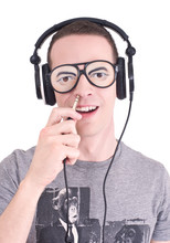 Funny DJ - Young Man With Headphones And Stupid Sunglasses